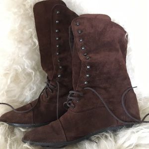 Vintage Suede Leather Lace Up Boot